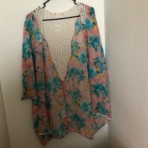 Floral cover up with lace backing